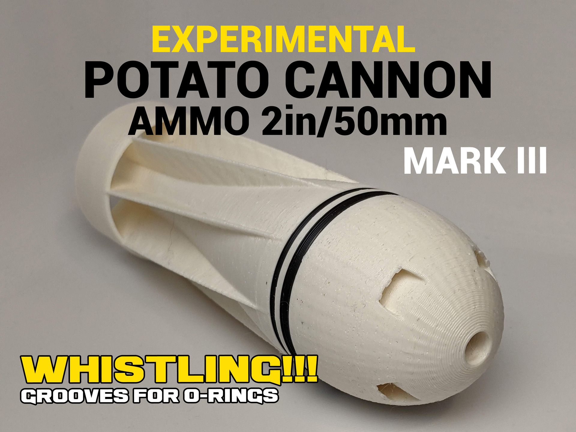 Experimental potato cannon round, 50mm, Mark III