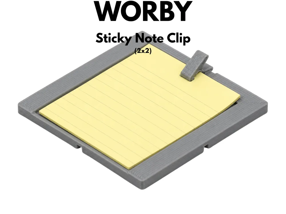 WORBY - Sticky Note Clip (2x2) - Free 3D Print Model - MakerWorld