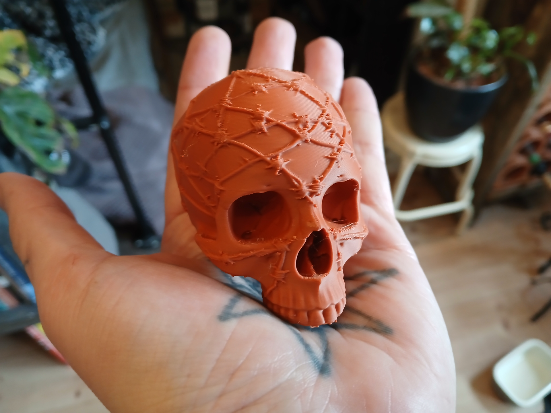 Barbed wire skull