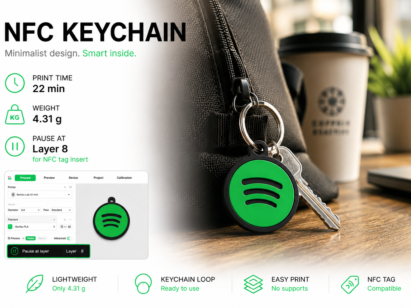 Spotify keychain+NFC+pause layer+ams