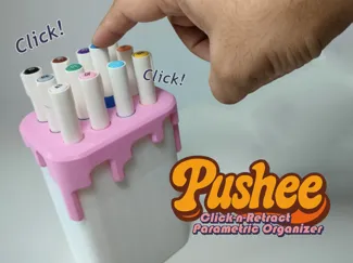 Pushee: Click&Retract Parametric Markers Organizer