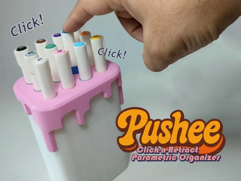 Pushee: Click&Retract Parametric Markers Organizer