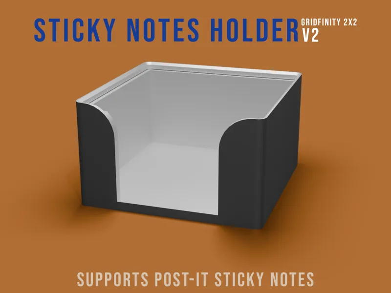 V2 - Sticky Notes Holder Stackable Gridfinity 2x2