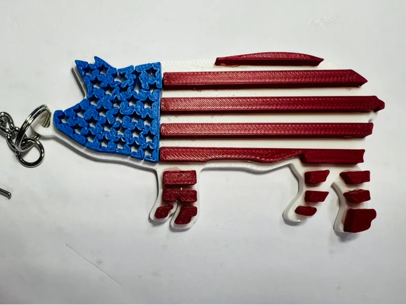 Patriotic Piggy Keychain Non AMS and AMS Versions