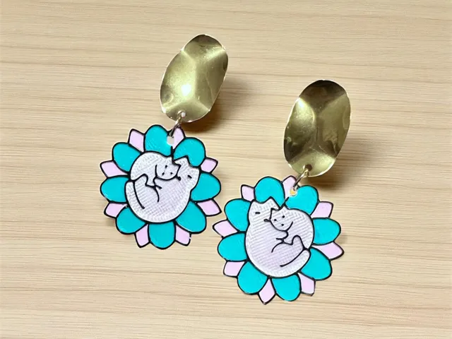 Pendientes flor gatitos