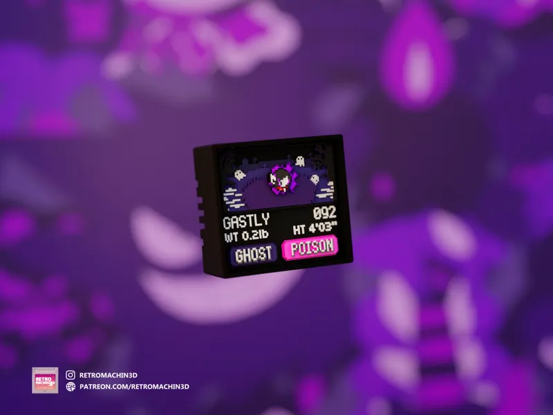 #0092 - Gastly ghost pokedex screen