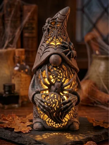 Letrero o emblema decorativo: Halloween-Wichtel mit Spinnennetz-Design — vista de referencia 2