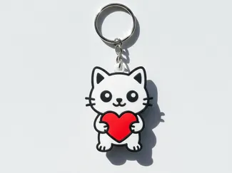 Cute Cat Heart Keychain