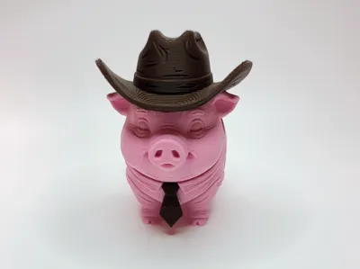 Cowboy Pig with Hat and Tie
