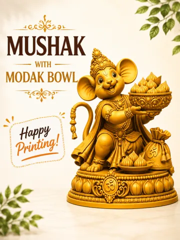 Letrero o emblema decorativo: Mushak with Modak Bowl — vista de referencia 2
