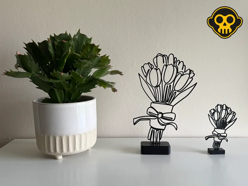 Tulip Bouquet Line Art Sculpture