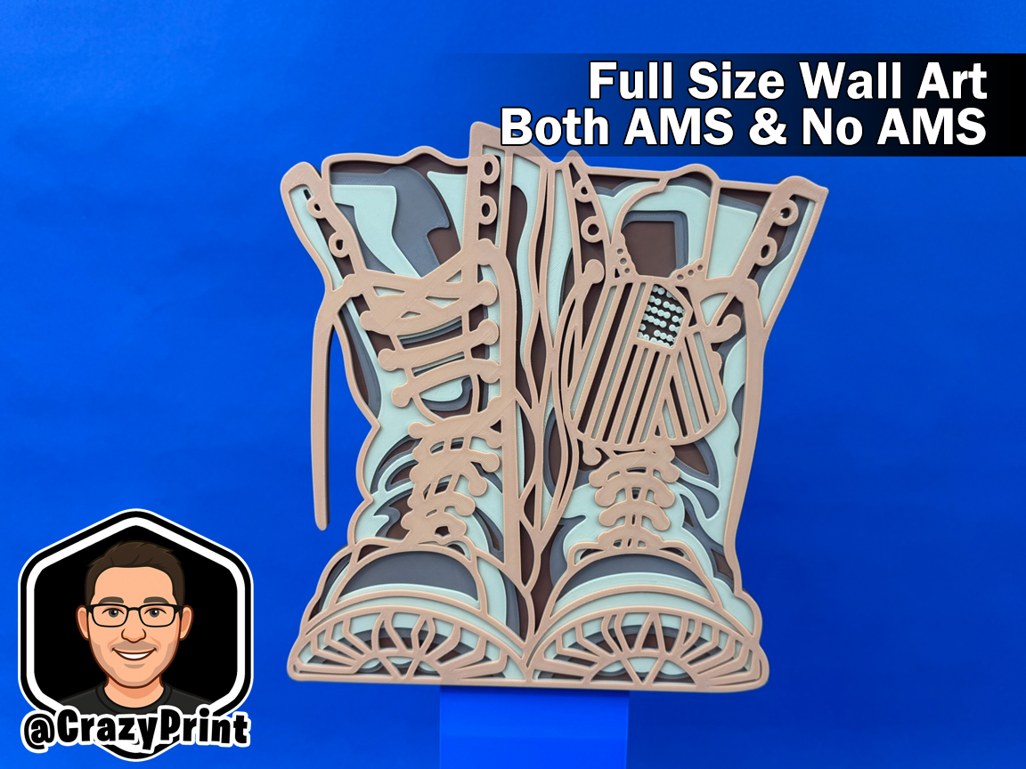 Beautiful Layered Wall Art - Army Boots - No AMS