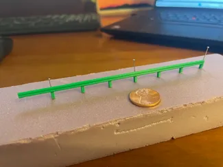 N scale model railroad layout armco barrier