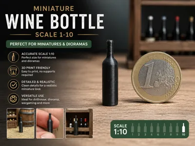 Miniature Wine Bottle 1:10 Scale–Diorama,Dollhouse