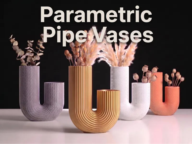 Parametric Pipe Vase U-Shaped Arc custom Pattern