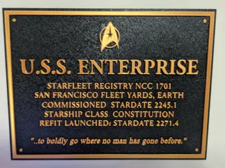 Star Trek - Enterprise 1701 Refit - Builder Plaque