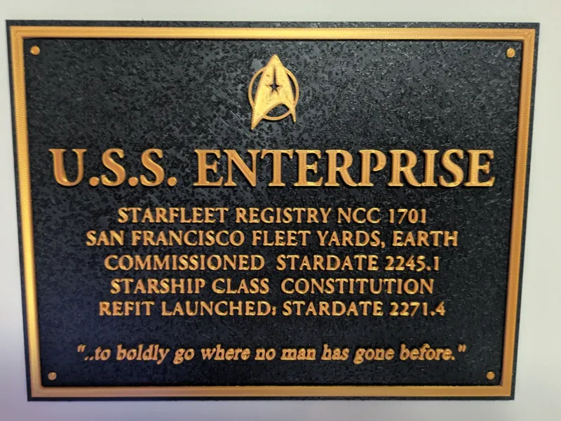 Star Trek - Enterprise 1701 Refit - Builder Plaque