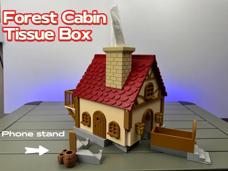 Forest cabin tissue box