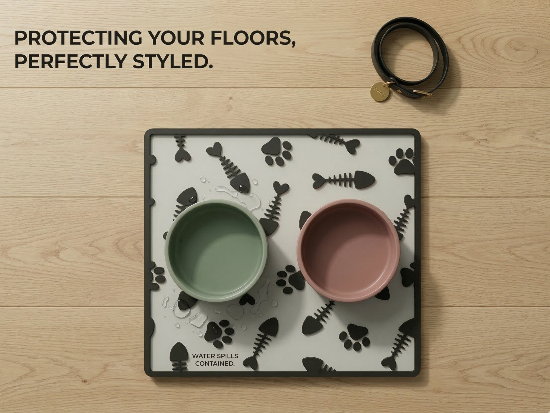 Modern and Stylish - Pet Food and Water Bowl Mat