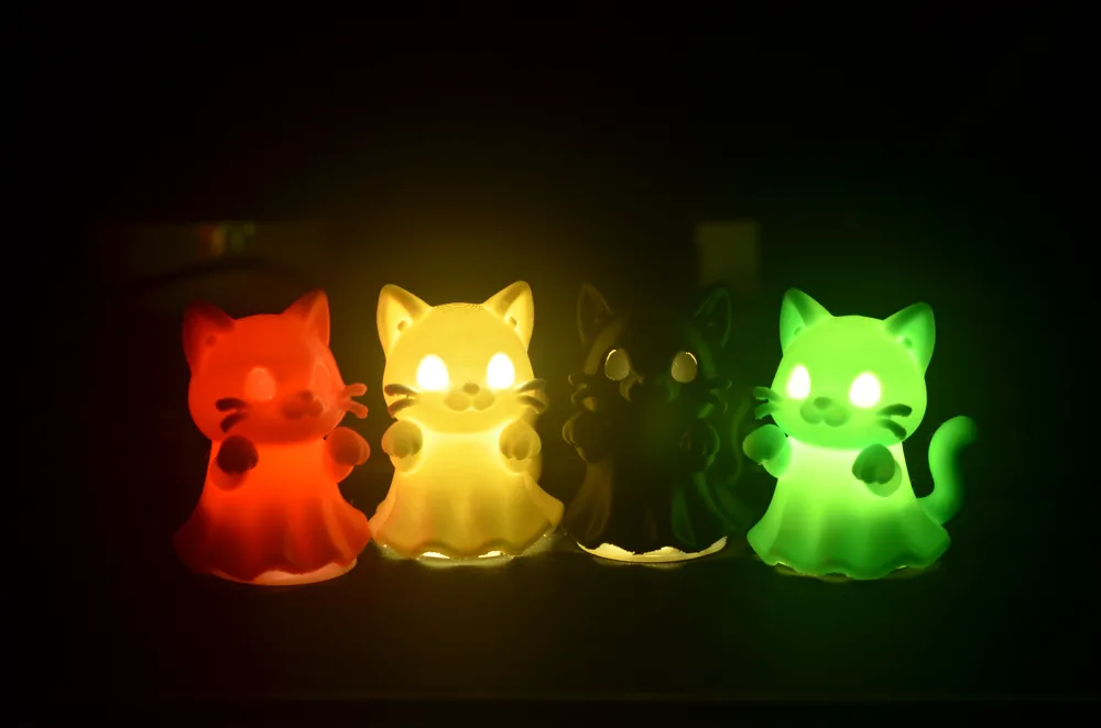 Cute Cat LED Light - Cat Ghost - Free 3D Print Model - MakerWorld