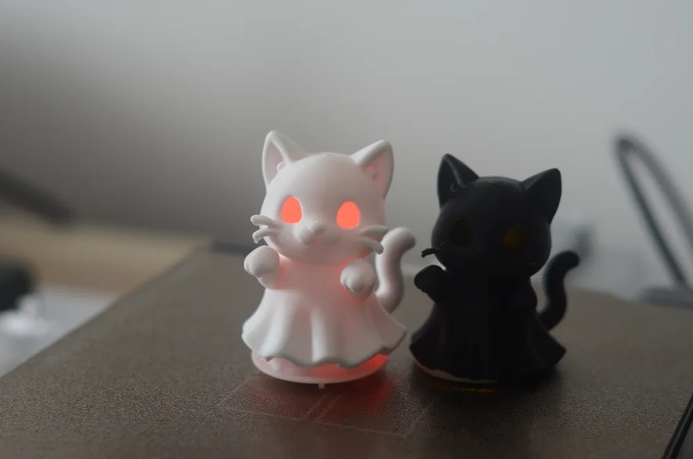 Cute Cat LED Light - Cat Ghost - Free 3D Print Model - MakerWorld