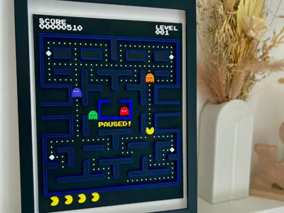 Pac-Man 3D Wall Art - Retro Gaming Frame