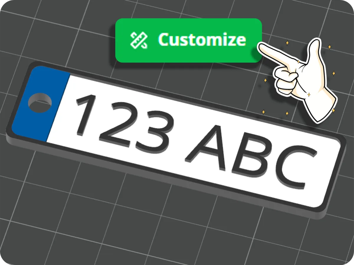 Car plate Keychain Creator [OpenSCAD] by Yarn 🎖️ MakerWorld: Download Free 3D Models - 3D model önizlemesi