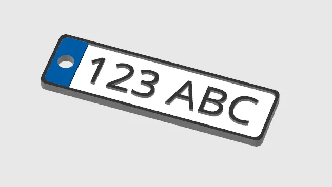 Car plate Keychain Creator [OpenSCAD] view 4