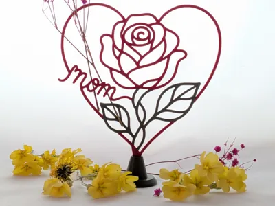 Mother's Day Gift - Rose Heart Photo Holder