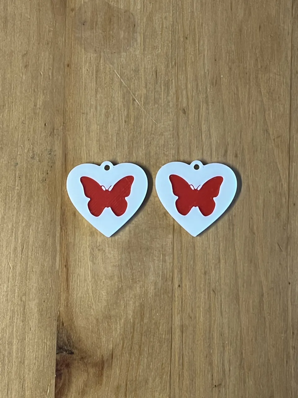 butterfly heart earrings view 2
