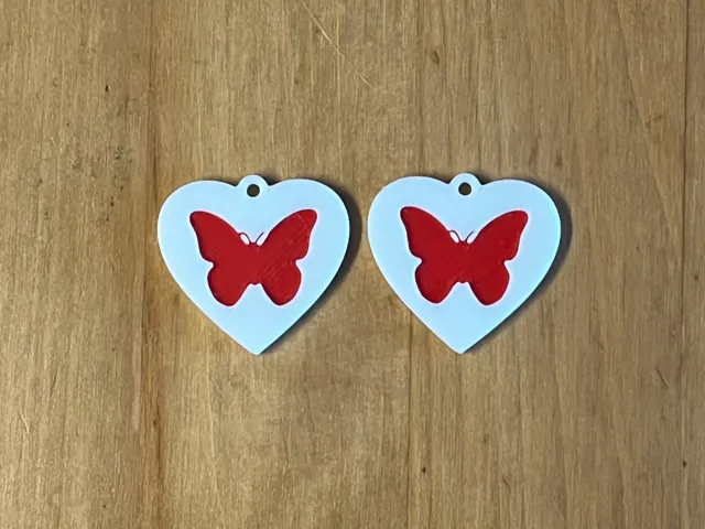 butterfly heart earrings