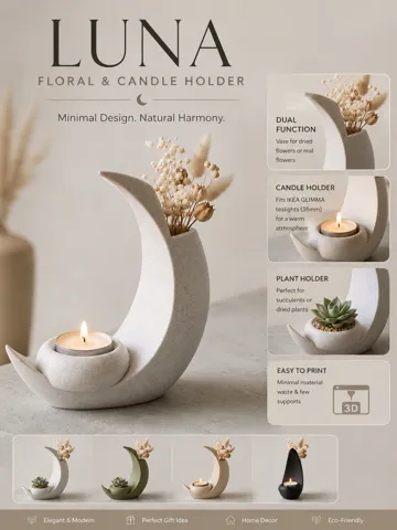Jarrón decorativo: LUNA – 3D Moon Vase & Candle Holder — vista de referencia 2