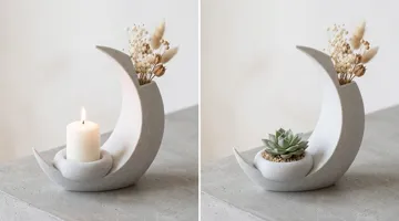 Jarrón decorativo: LUNA – 3D Moon Vase & Candle Holder — vista de referencia 3