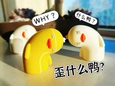 What's with the tilt? A little duckling with a tilted head Why a duck? Fridge magnet, ornament