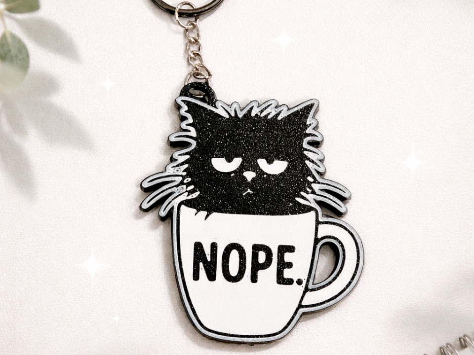adorable grumpy cat keychain