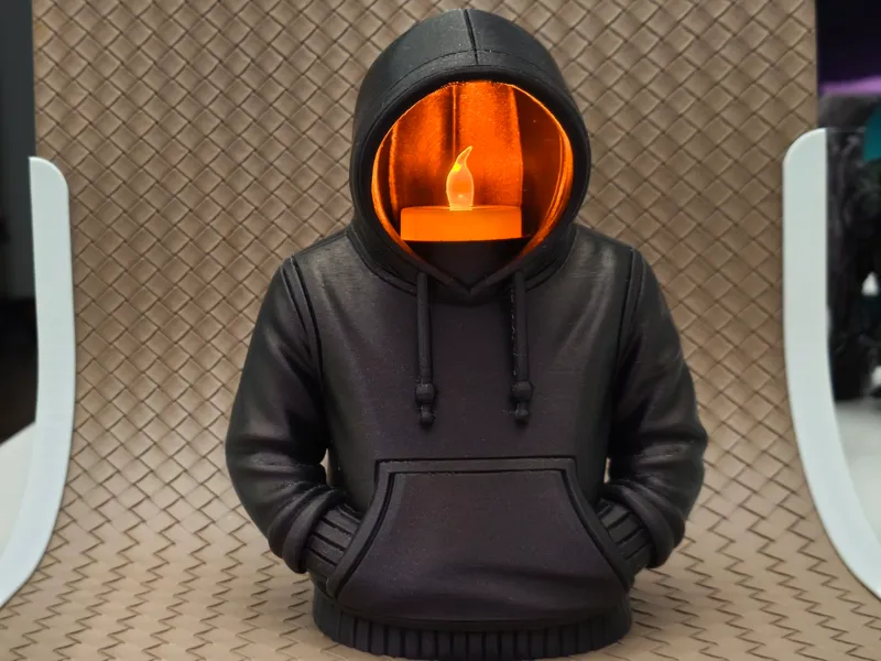 Hoodie #1 (hood ON) - LED Tea light Holder