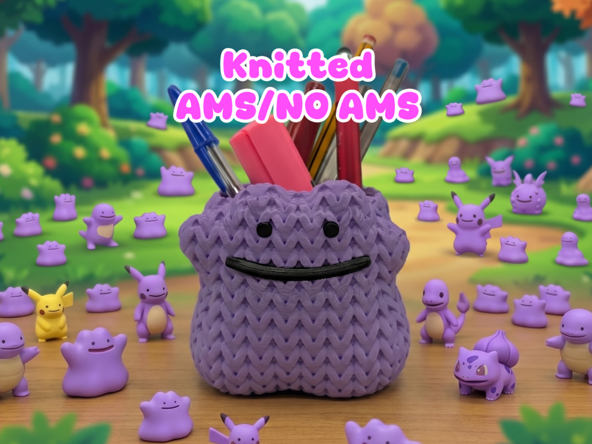Knitted Pokemon Ditto Pen Holder (NO AMS/AMS)