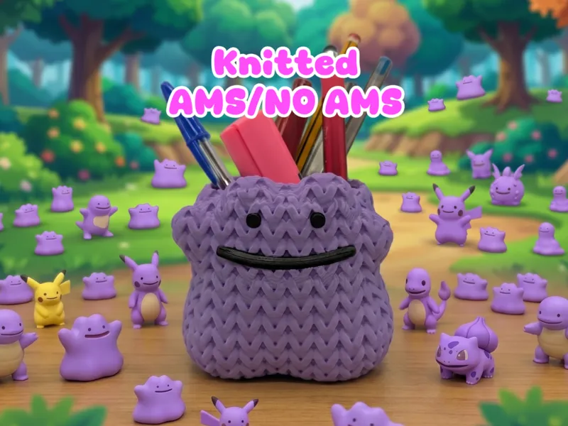 Knitted Pokemon Ditto Pen Holder (NO AMS/AMS)