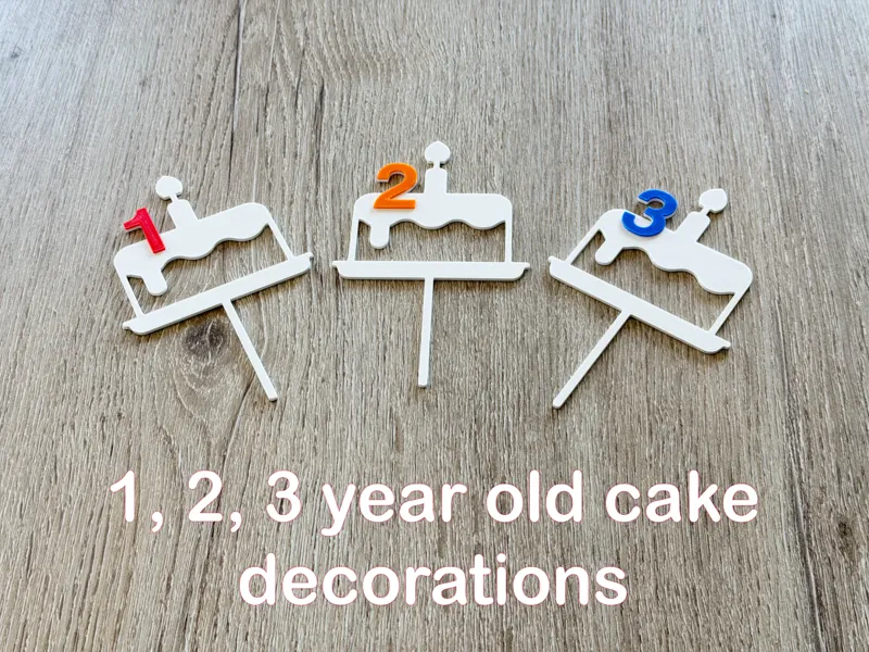 1, 2, 3 year old cake decorations