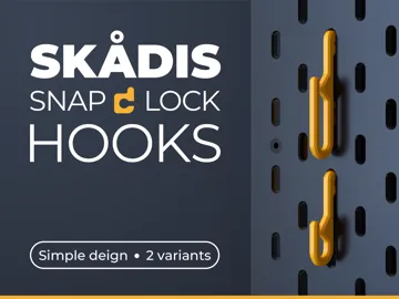 Modelo para impresión 3D: IKEA Skadis Easy Hooks - Snap Lock! — vista de referencia 3