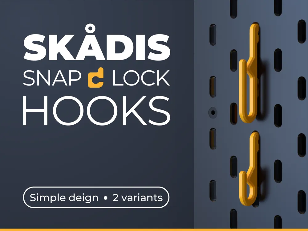 Modelo para impresión 3D: IKEA Skadis Easy Hooks - Snap Lock!. Referencia del modelo original.