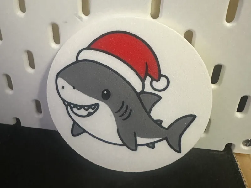 Cute Great White Sharke Christmas Coaster