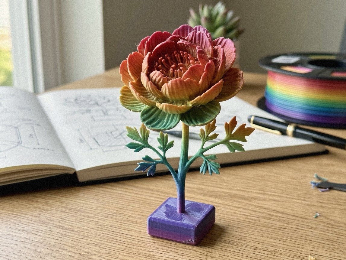Miniatura 1 do modelo 3D Peony Flower – Elegant Floral Decor 3D Printing