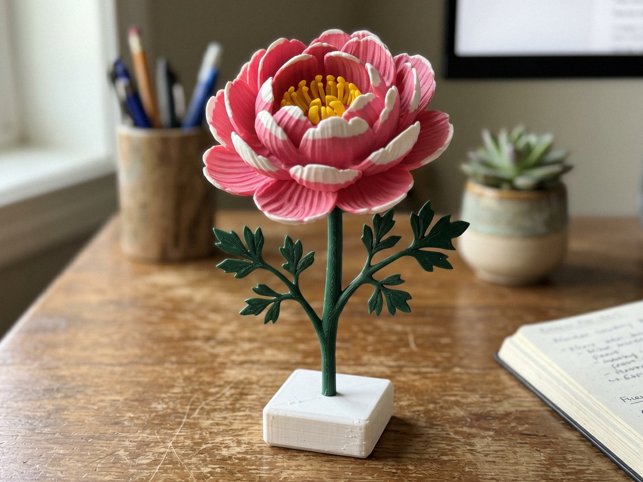 Miniatura 3 do modelo 3D Peony Flower – Elegant Floral Decor 3D Printing