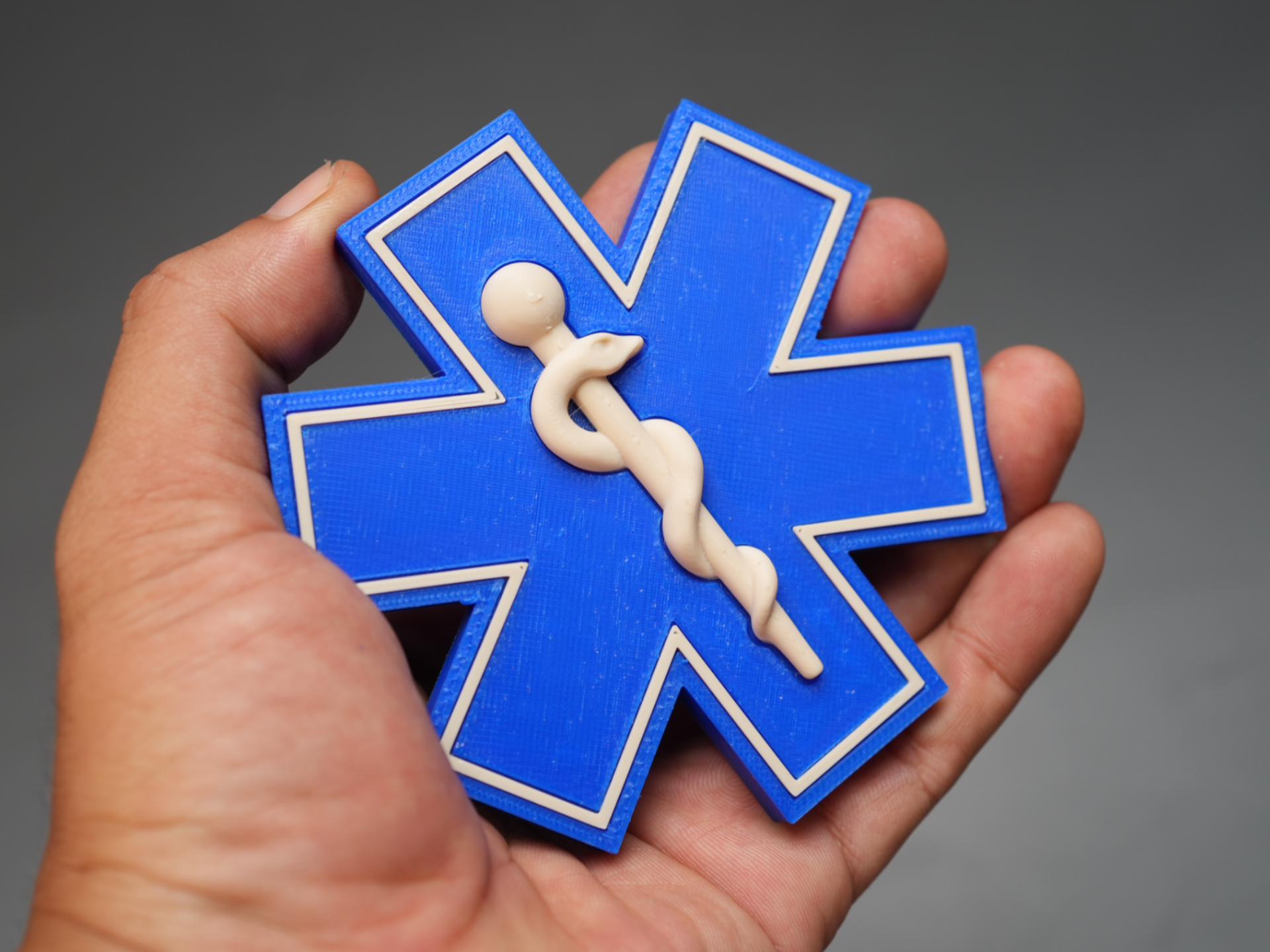 Star of Life 3D Relief - Rod of Asclepius - EMS