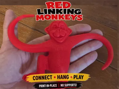 Red Linking Monkeys - Print in Place - Fidget Toy