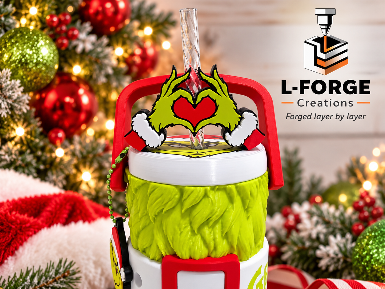 Grinch Heart Hands Straw Topper - 1