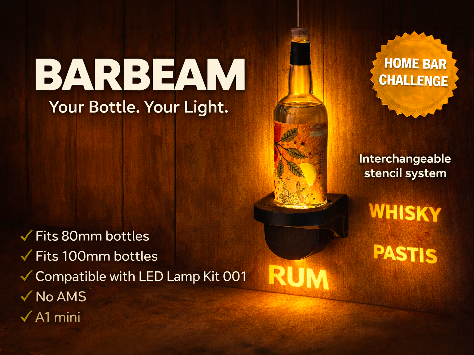 Bottle shelf with light projection - Led Kit 001 