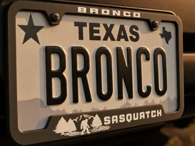 Bronco Sasquatch License Plate Holder