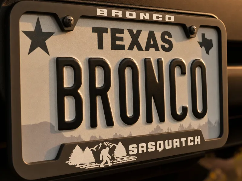 Bronco Sasquatch License Plate Holder